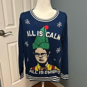 Tipsy Elves Dwight The Office Blue Crewneck Sweater Unisex Medium